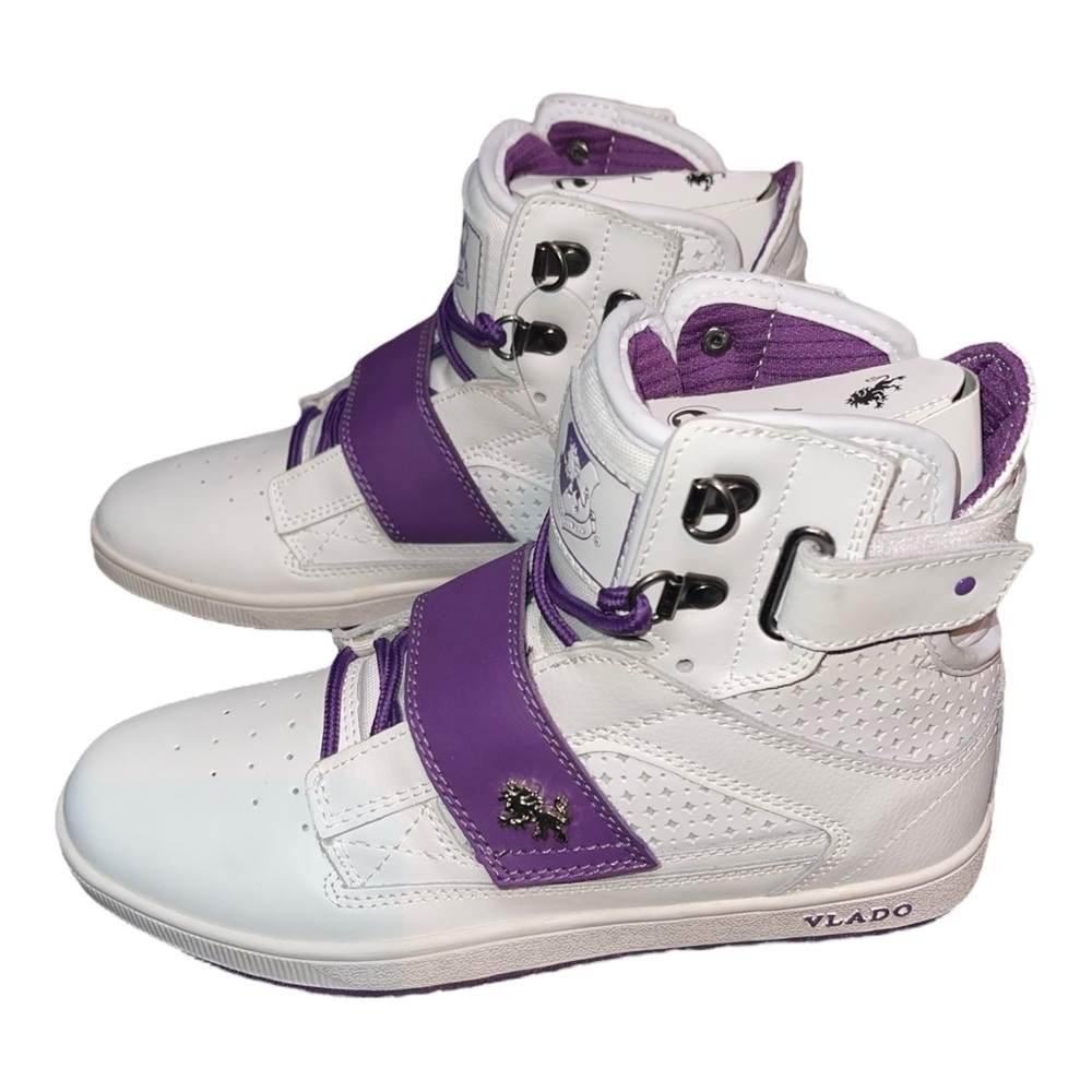 Women's High-Top Sneakers - White and Purple